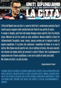 Comunicato dei tifosi del Napoli per difendere Sarri e la città