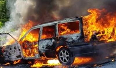 trovato cadavere carbonizzato , auto in fiamme tragedia, Casal di Principe auto fiamme