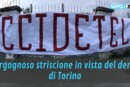 Vergognoso striscione in vista del derby di Torino