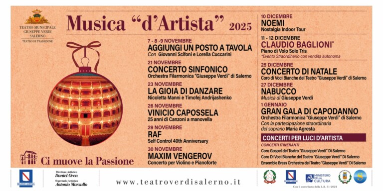 Teatro Verdi Salerno, presentazione di Musica d’artista