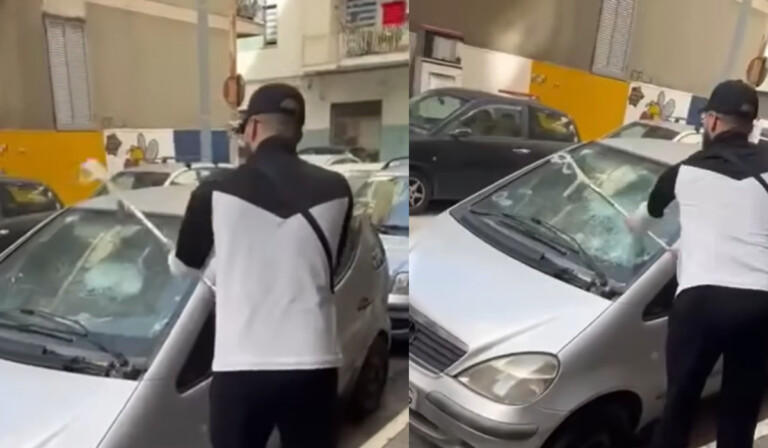 Castellammare di Stabia, sfonda parabrezza di un’auto con una stampella castellammare di stabia distrugge parabrezza