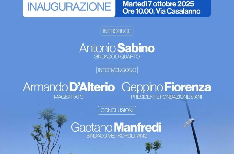 Quarto inaugura il Parco urbano comunale in onore di Giancarlo Siani