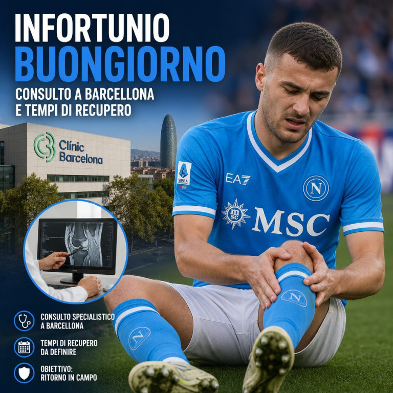 Alessandro Buongiorno in clinic in Barcelona for injury consultation and recovery timeline