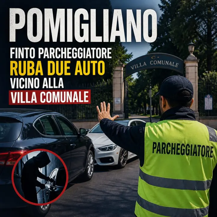 Man dressed as a parking attendant stealing two cars near Villa Comunale in Pomigliano