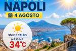 Sunny weather forecast for Naples on August 4, with a high of 34°C.